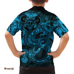 Aotearoa Maori Hei Tiki Hawaiian Shirt Kikorangi Kowhaiwhai Puhoro Motif LT9