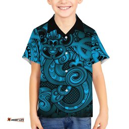 Aotearoa Maori Hei Tiki Hawaiian Shirt Kikorangi Kowhaiwhai Puhoro Motif LT9
