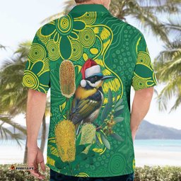 Aussie Honeyeaters Banksia Christmas Hawaiian Shirt Aboriginal Dots Painting Green Motif LT9