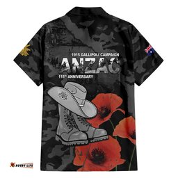Australia 1915 Gallipoli ANZAC Hawaiian Shirt 111th Anniversary Army Boots And Slouch Hat LT14