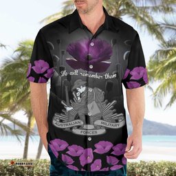 ANZAC Day Remembrance Hawaiian Shirt Purple Poppy We Will Remember Them LT9