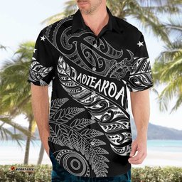 Aotearoa Personalized Lawn Bowls Maori Hawaiian Shirt New Zealand Black Tribal Silver Fern LT7