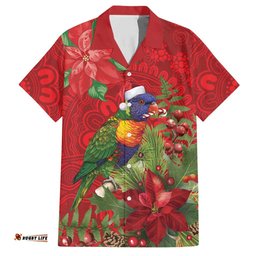 Aussie Rainbow lorikeet Hawaiian Shirt Aboriginal Inspired Christmas LT9