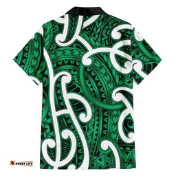 Aotearoa Maori Kowhaiwhai Hawaiian Shirt Kakariki Puhoro and Patiki LT9