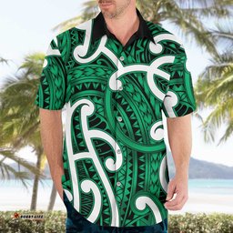 Aotearoa Maori Kowhaiwhai Hawaiian Shirt Kakariki Puhoro and Patiki LT9