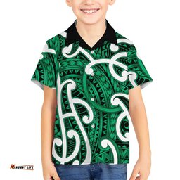 Aotearoa Maori Kowhaiwhai Hawaiian Shirt Kakariki Puhoro and Patiki LT9