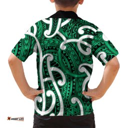 Aotearoa Maori Kowhaiwhai Hawaiian Shirt Kakariki Puhoro and Patiki LT9