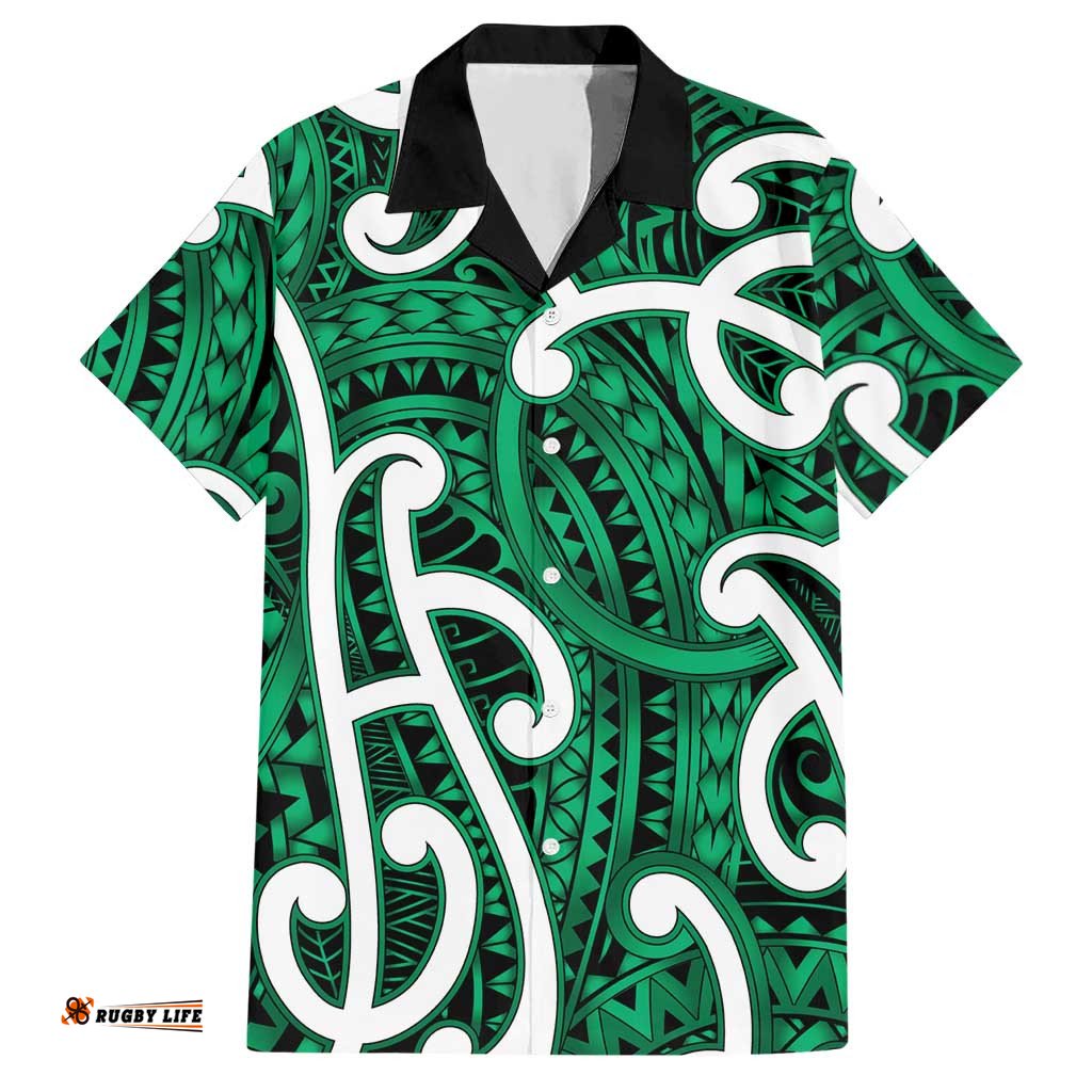 Aotearoa Maori Kowhaiwhai Hawaiian Shirt Kakariki Puhoro and Patiki LT9