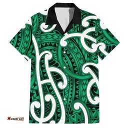 Aotearoa Maori Kowhaiwhai Hawaiian Shirt Kakariki Puhoro and Patiki LT9