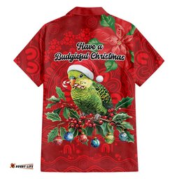 Aussie Green Budgerigar Hawaiian Shirt Aboriginal Inspired Christmas LT9