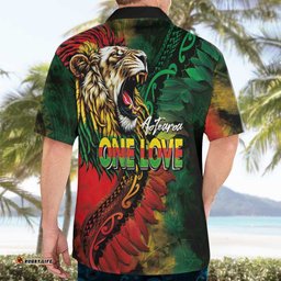 Aotearoa One Love Hawaiian Shirt Reggae Lion with Kakahu Huruhuru LT03