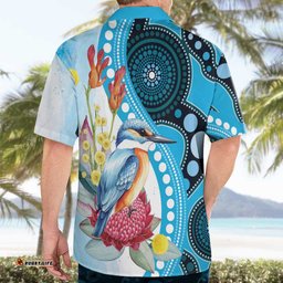 Australia Azure Kingfisher Hawaiian Shirt Australian Native Flowers Indigenous Art LT14