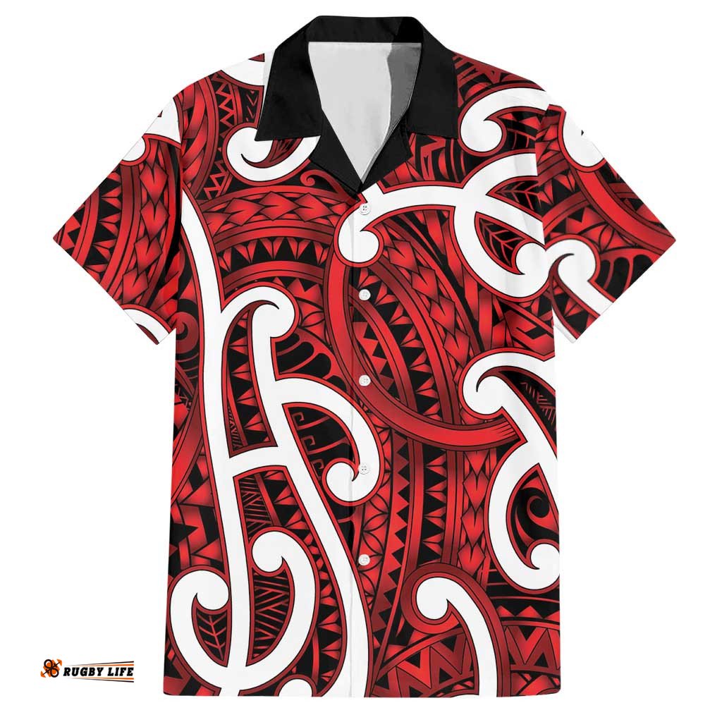 Aotearoa Maori Kowhaiwhai Hawaiian Shirt Whero Puhoro and Patiki LT9
