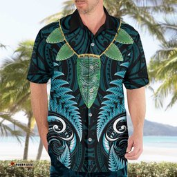 Aotearoa Pounamu Niho Hawaiian Shirt Silver Fern Mix Maori Pattern - Turquoise LT14