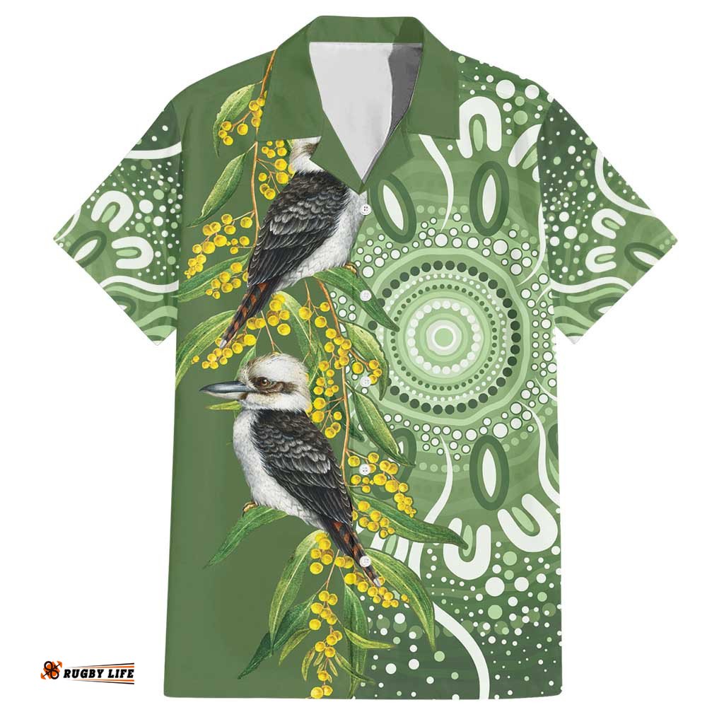 Aussie Kokaburra Golden Wattle Hawaiian Shirt Aboriginal with National Color LT9