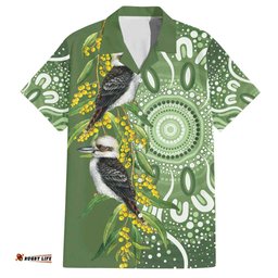 Aussie Kokaburra Golden Wattle Hawaiian Shirt Aboriginal with National Color LT9