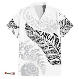 Aotearoa Personalized Lawn Bowls Maori Hawaiian Shirt New Zealand White Tribal Silver Fern LT7