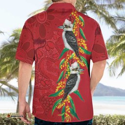 Aussie Kokaburra Golden Wattle Christmas Hawaiian Shirt Aboriginal Dots Painting Red Motif LT9