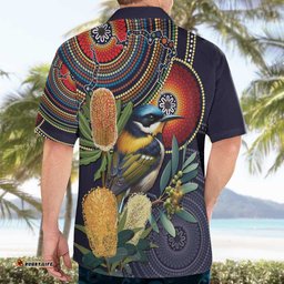 Aussie Honeyeaters Banksia Flowers Hawaiian Shirt Aboriginal Dots Painting LT9