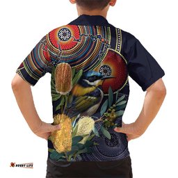 Aussie Honeyeaters Banksia Flowers Hawaiian Shirt Aboriginal Dots Painting LT9