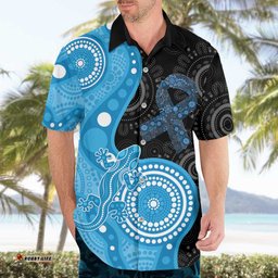 Australia Autism Awareness Month Hawaiian Shirt Indigenous Lizard With Blue Ribbon LT14