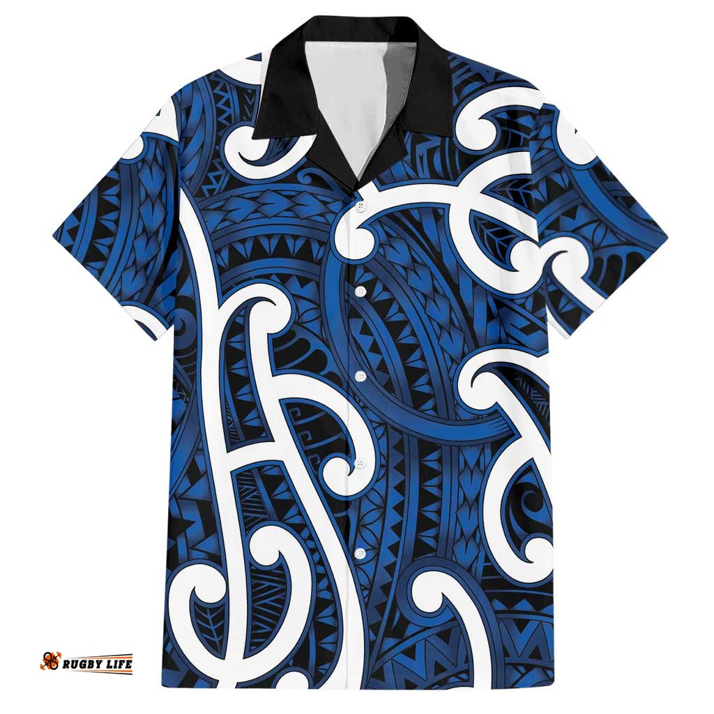 Aotearoa Maori Kowhaiwhai Hawaiian Shirt Kikorangi Puhoro and Patiki LT9