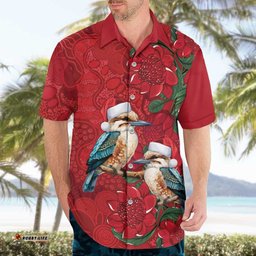 Aussie Kokaburra Waratah Christmas Hawaiian Shirt Aboriginal Dots Painting LT9
