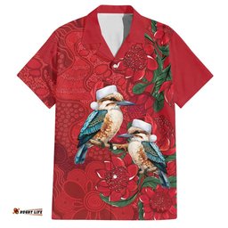 Aussie Kokaburra Waratah Christmas Hawaiian Shirt Aboriginal Dots Painting LT9