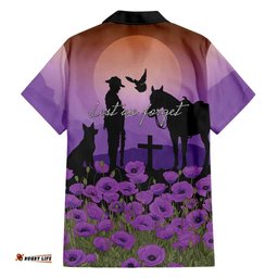 Australia ANZAC Animal Heroes Hawaiian Shirt Purple Poppies LT7