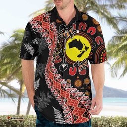 Aotearoa and Australia Hawaiian Shirt Maori Koru Ferns With Aboriginal Kangaroo LT03