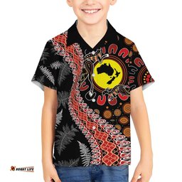 Aotearoa and Australia Hawaiian Shirt Maori Koru Ferns With Aboriginal Kangaroo LT03
