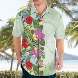 Aussie Budgies Blue And Green Tropical Birds Hawaiian Shirt LT9