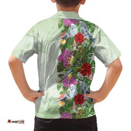 Aussie Budgies Blue And Green Tropical Birds Hawaiian Shirt LT9