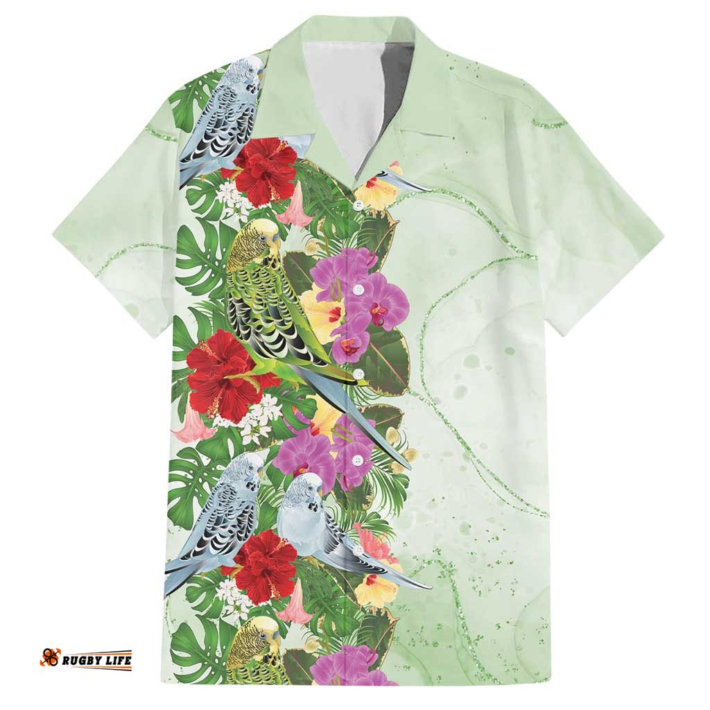 Aussie Budgies Blue And Green Tropical Birds Hawaiian Shirt LT9