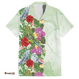 Aussie Budgies Blue And Green Tropical Birds Hawaiian Shirt LT9