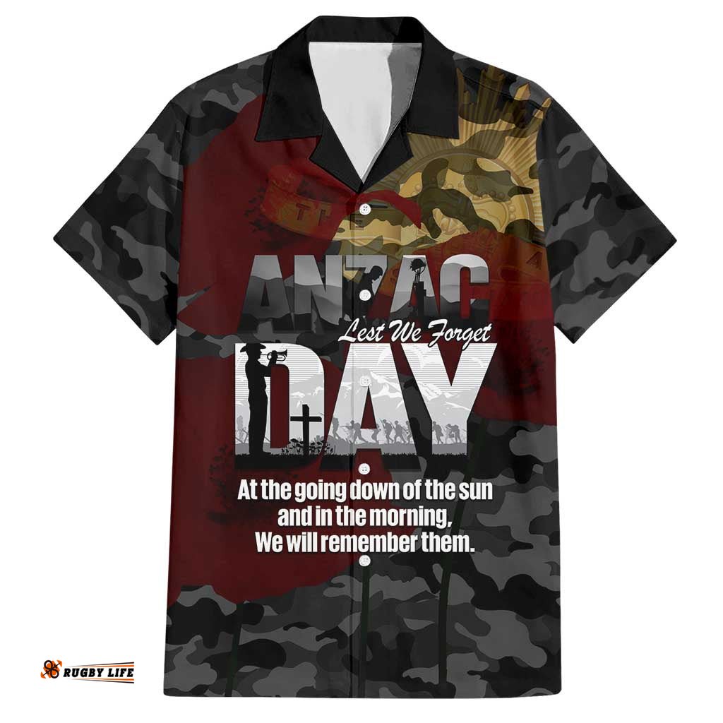 Australia ANZAC Day Hawaiian Shirt We Will Remember Them Poppy Camouflage LT14