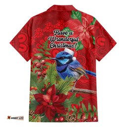 Aussie Superb Fairywren Bird Hawaiian Shirt Aboriginal Inspired Christmas LT9