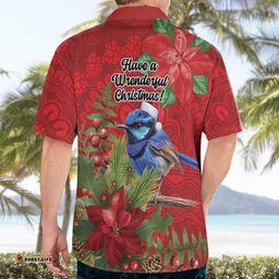 Aussie Superb Fairywren Bird Hawaiian Shirt Aboriginal Inspired Christmas LT9