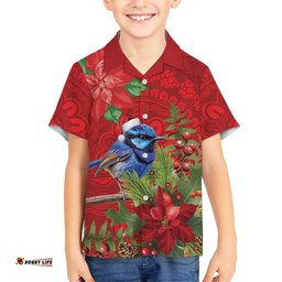 Aussie Superb Fairywren Bird Hawaiian Shirt Aboriginal Inspired Christmas LT9