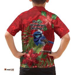 Aussie Superb Fairywren Bird Hawaiian Shirt Aboriginal Inspired Christmas LT9
