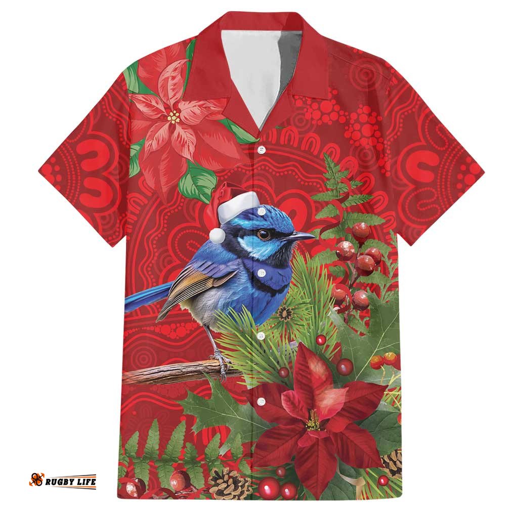 Aussie Superb Fairywren Bird Hawaiian Shirt Aboriginal Inspired Christmas LT9