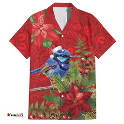 Aussie Superb Fairywren Bird Hawaiian Shirt Aboriginal Inspired Christmas LT9