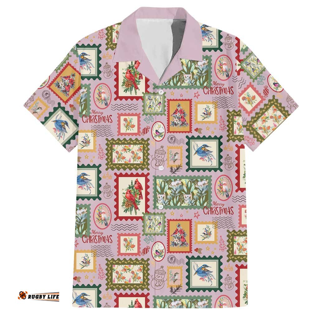 Aussie Birds Christmas La La Land Hawaiian Shirt Pink Vintage Stamp Edition LT9