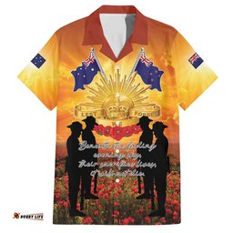 ANZAC Day Hawaiian Shirt Remembrance Tribute Soldiers And Poppy Field LT05