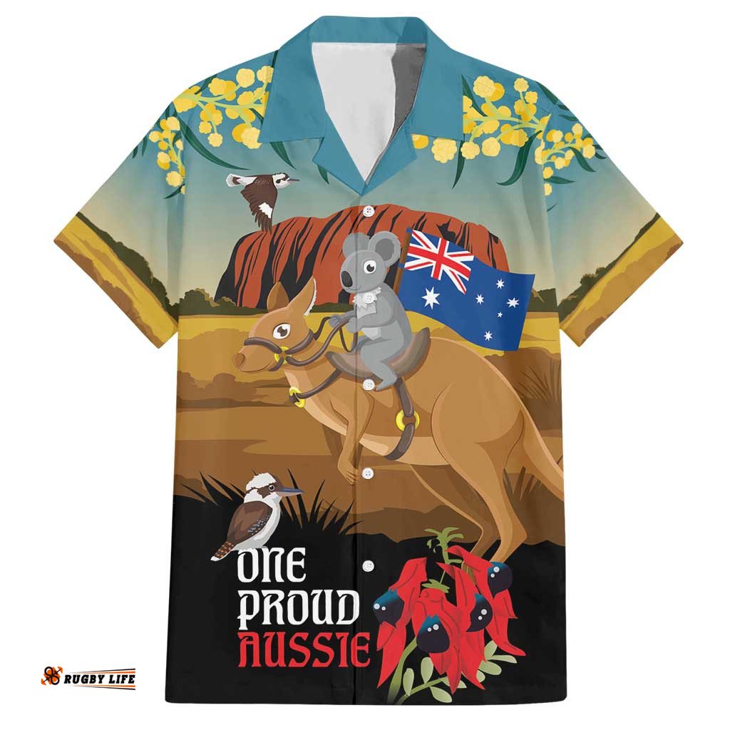 26 January One Proud Aussie Hawaiian Shirt Kangaroo and Koala Happy Australia Day LT9