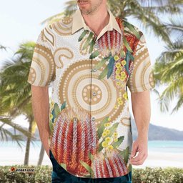 Australia Banksia Hawaiian Shirt Aussie Native Flowers Indigenous Art LT14