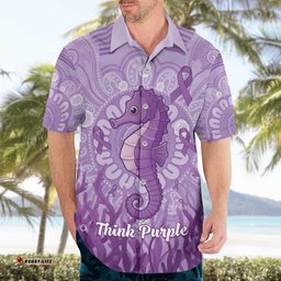 Australia Epilepsy Awareness Hawaiian Shirt Seahorse Think Purple Ribbon Aboriginal LT14