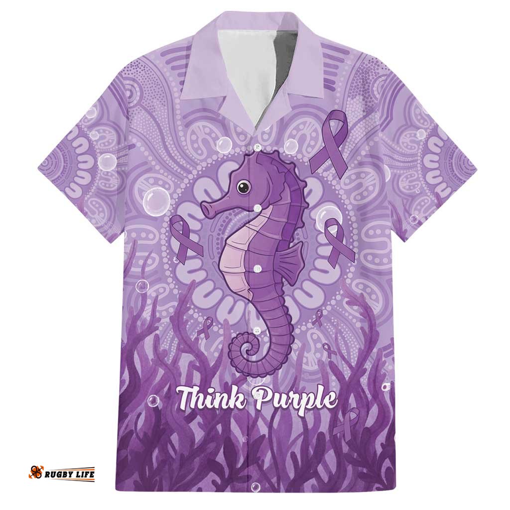 Australia Epilepsy Awareness Hawaiian Shirt Seahorse Think Purple Ribbon Aboriginal LT14