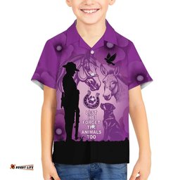 Australia Animals ANZAC Day Hawaiian Shirt Lest We Forget The Animals Too Purple Poppy LT14