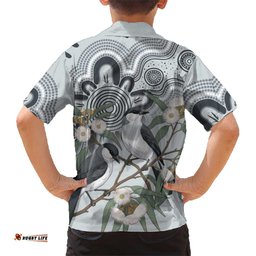 Australia Grey Butcherbird Hawaiian Shirt Eucalyptus Alba Indigenous Art LT14